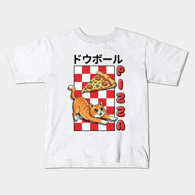 Kanji Pizza Kitty Kids T-Shirt by Zachary's Store 3