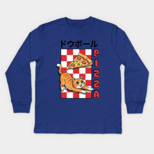 Kanji Pizza Kitty Kids Long Sleeve T-Shirt