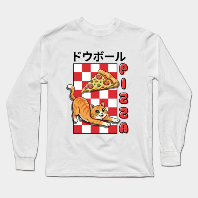 Kanji Pizza Kitty Long Sleeve T-Shirt by Zachary's Store 3