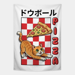 Kanji Pizza Kitty Tapestry