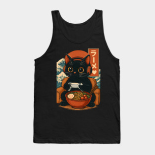 Cute Kawaii Gamer Cat Funny Ramen Japanese Cat Gaming Tank Top