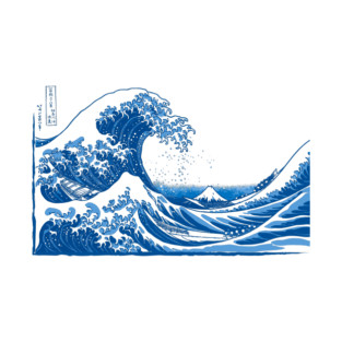 The Great Wave Off Kanagawa Ocean Blue T-Shirt