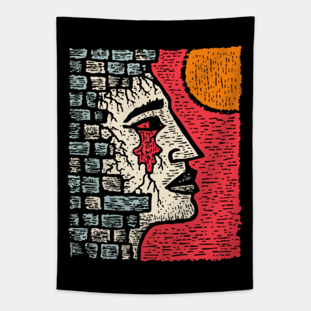 Surreal Grief - The Weeping Walls of Sorrow Tapestry by TuncGK