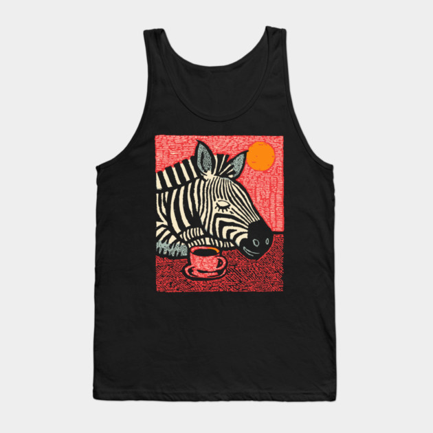 Whimsical Zebra - A Cozy Coffee Nap Tank Top by TuncGK