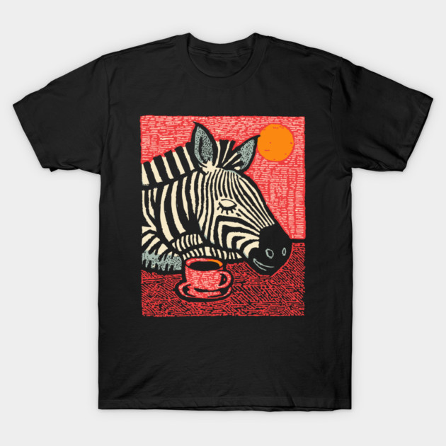 Whimsical Zebra - A Cozy Coffee Nap T-Shirt by TuncGK