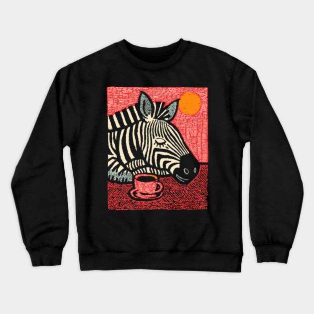 Whimsical Zebra - A Cozy Coffee Nap Crewneck Sweatshirt by TuncGK