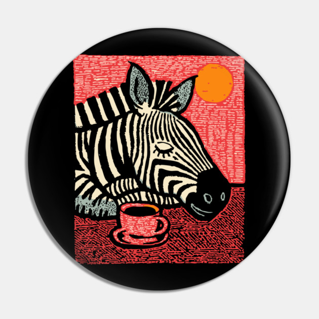 Whimsical Zebra - A Cozy Coffee Nap Pin by TuncGK