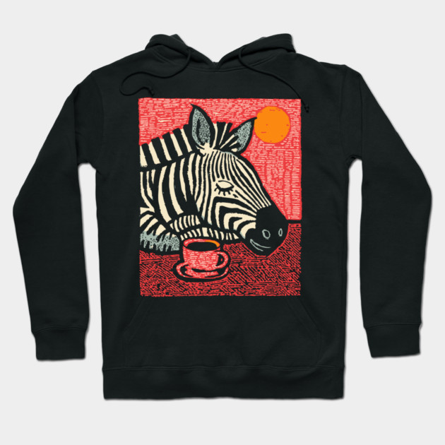 Whimsical Zebra - A Cozy Coffee Nap Hoodie by TuncGK