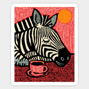 Whimsical Zebra - A Cozy Coffee Nap Magnet