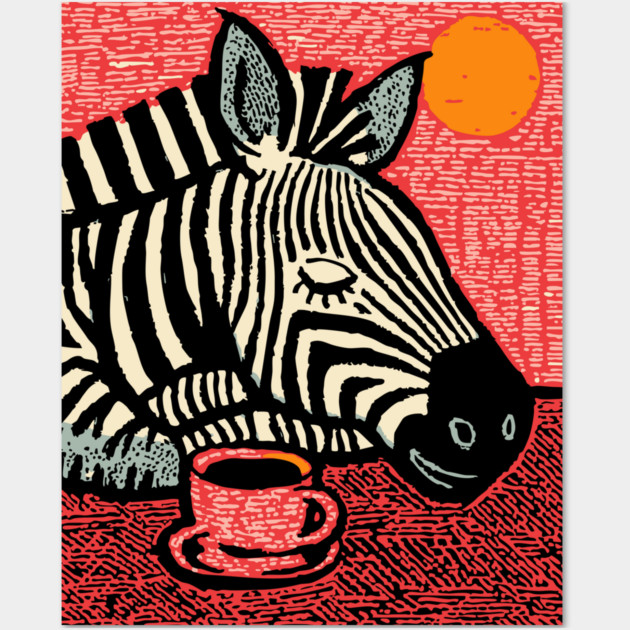 Whimsical Zebra - A Cozy Coffee Nap Wall Art by TuncGK