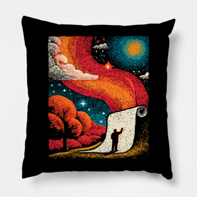 The Cosmic Scroll - Unrolling the Universe Pillow by TuncGK