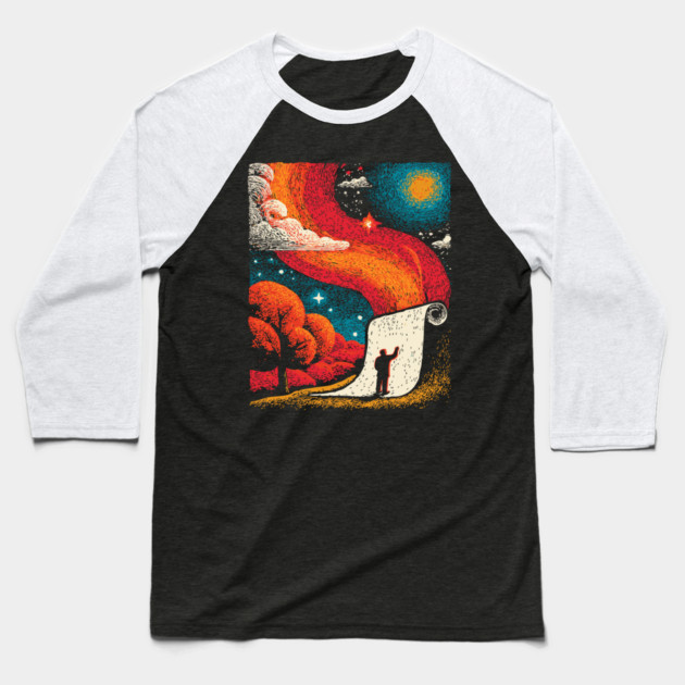 The Cosmic Scroll - Unrolling the Universe Baseball T-Shirt by TuncGK