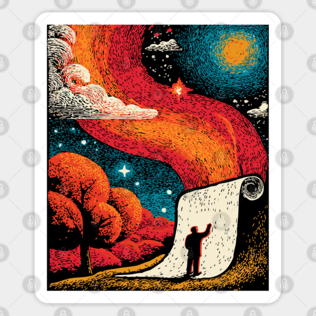 The Cosmic Scroll - Unrolling the Universe Sticker by TuncGK