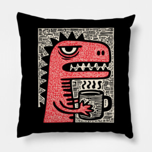 Absurdist Humor - The T-Rex Morning Coffee Pillow