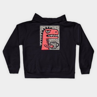 Absurdist Humor - The T-Rex Morning Coffee Kids Hoodie