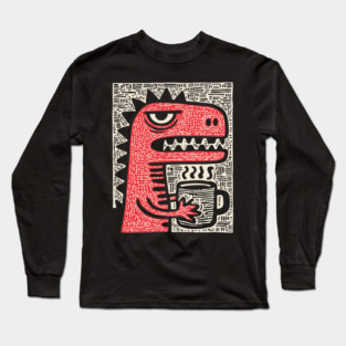 Absurdist Humor - The T-Rex Morning Coffee Long Sleeve T-Shirt