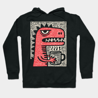 Absurdist Humor - The T-Rex Morning Coffee Hoodie