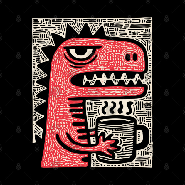 Absurdist Humor - The T-Rex Morning Coffee by TuncGK