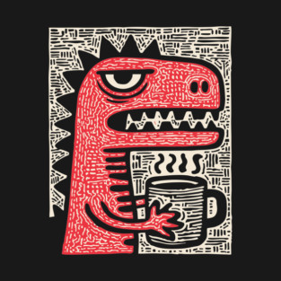 Absurdist Humor - The T-Rex Morning Coffee T-Shirt