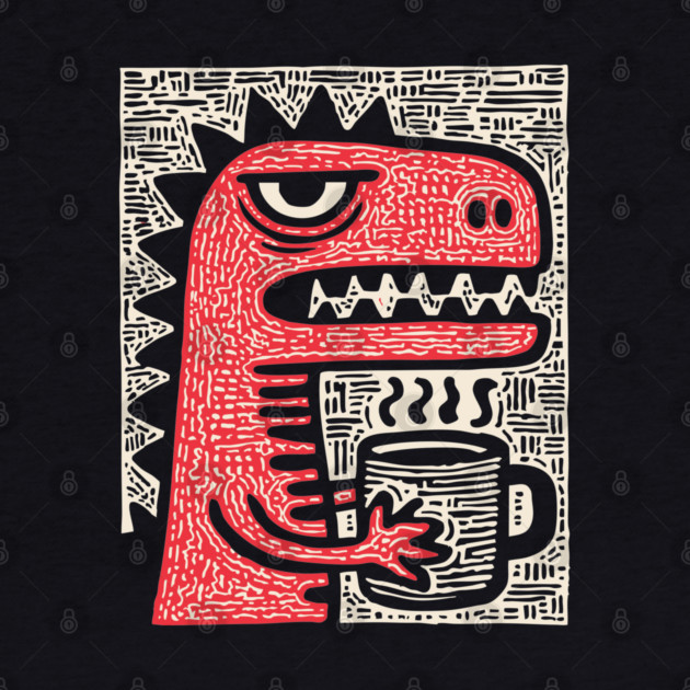 Absurdist Humor - The T-Rex Morning Coffee by TuncGK