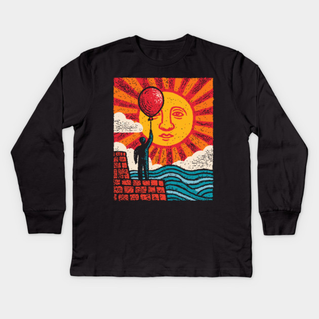 Whimsical Hope - Reaching for a Sunny Day Kids Long Sleeve T-Shirt by TuncGK