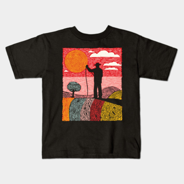 The Cosmic Shepherd - Taming the Yarn of the Universe Kids T-Shirt by TuncGK