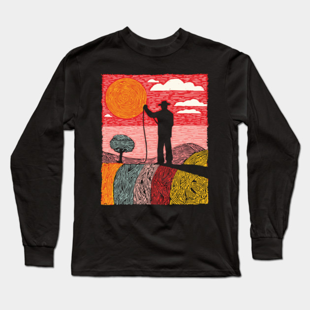 The Cosmic Shepherd - Taming the Yarn of the Universe Long Sleeve T-Shirt by TuncGK