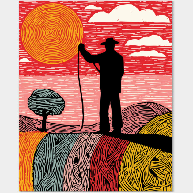 The Cosmic Shepherd - Taming the Yarn of the Universe Wall Art by TuncGK