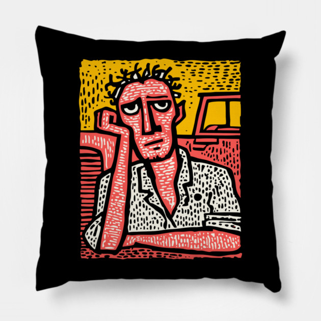 The Weary Farmer - A Portrait of Rural Burnout Pillow by TuncGK