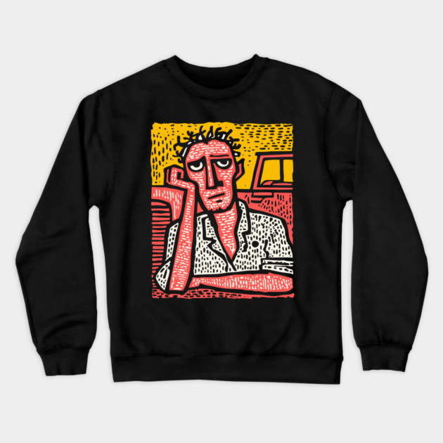 The Weary Farmer - A Portrait of Rural Burnout Crewneck Sweatshirt by TuncGK