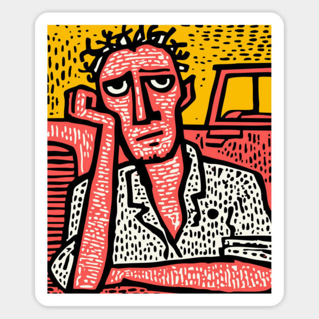 The Weary Farmer - A Portrait of Rural Burnout Magnet by TuncGK