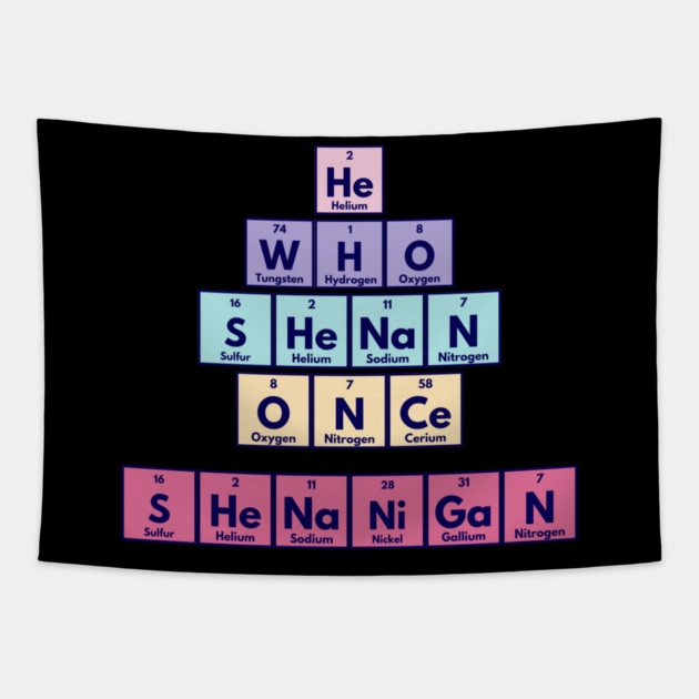He Who Shenan Once Shenanigan Periodic Element Tiles Funny Tapestry by Luxinda