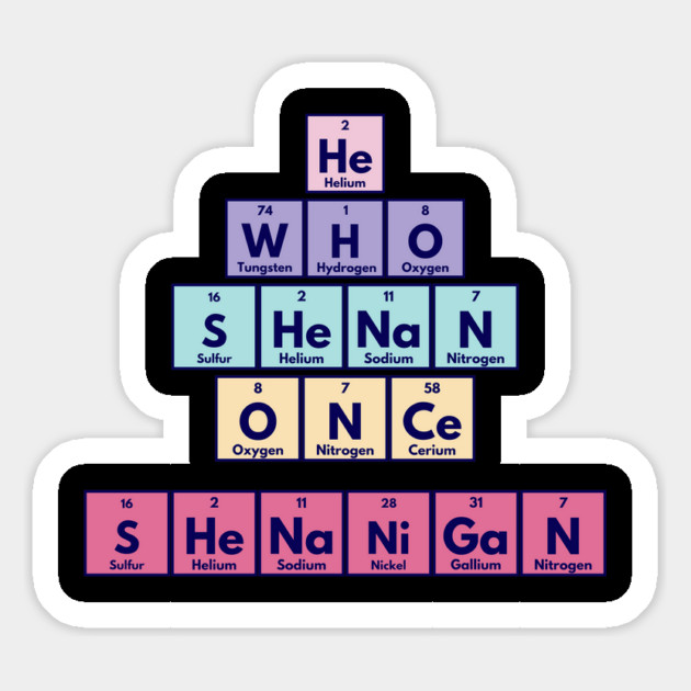 He Who Shenan Once Shenanigan Periodic Element Tiles Funny Magnet by Luxinda