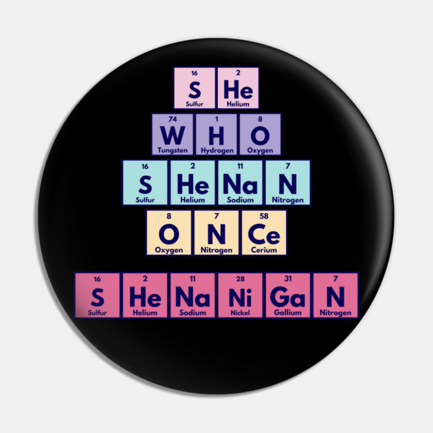 She Who Shenan Once Shenanigan Periodic Element Tiles Funny Pin by Luxinda