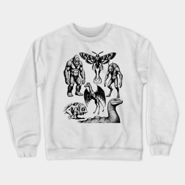 Vintage Tattoo Retro Image Famous Cryptids Crewneck Sweatshirt by Luxinda