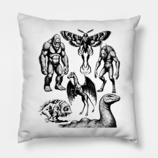 Vintage Tattoo Retro Image Famous Cryptids Pillow