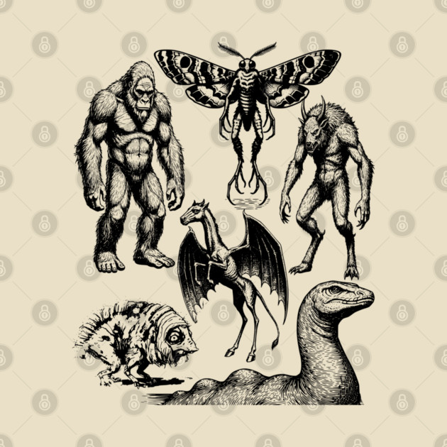 Vintage Tattoo Retro Image Famous Cryptids by Luxinda