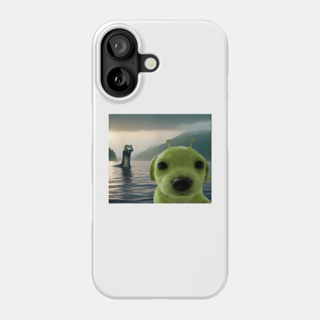 Alien Dog Viral Meme Selfie with Loch Ness Monster Nessie Phone Case by Luxinda