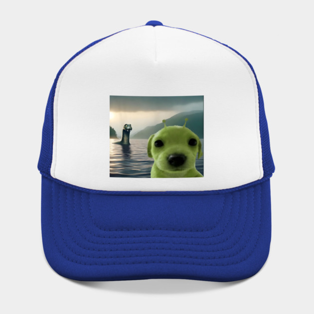 Alien Dog Viral Meme Selfie with Loch Ness Monster Nessie by Luxinda