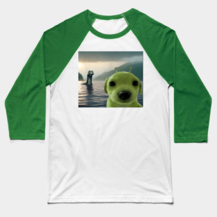 Alien Dog Viral Meme Selfie with Loch Ness Monster Nessie Baseball T-Shirt