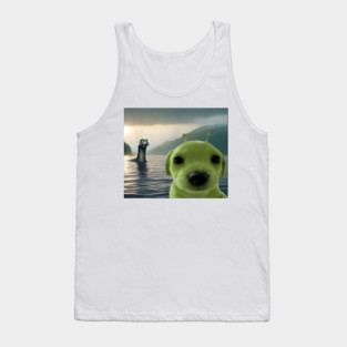 Alien Dog Viral Meme Selfie with Loch Ness Monster Nessie Tank Top