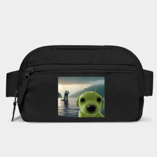 Alien Dog Viral Meme Selfie with Loch Ness Monster Nessie Bag