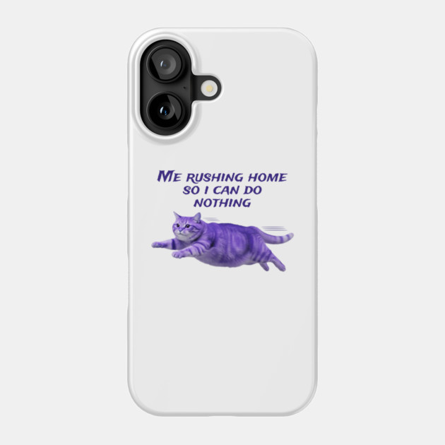 Funny Purple Cat Rushing Home To Do Nothing At All Phone Case by Luxinda