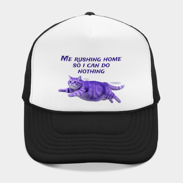 Funny Purple Cat Rushing Home To Do Nothing At All by Luxinda