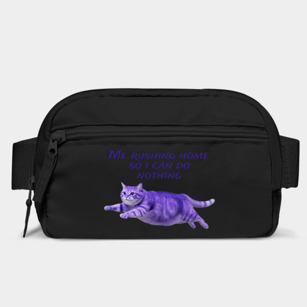 Funny Purple Cat Rushing Home To Do Nothing At All by Luxinda