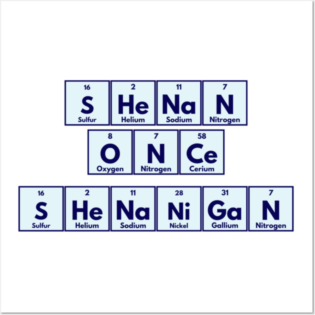Shenan Once Shenanigan Periodic Elements Punny Design Wall Art by Luxinda