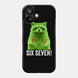 67 Raccoon Hand Gestures Alien Green silly funny meme Phone Case