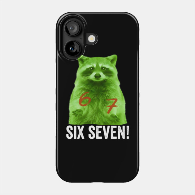 67 Raccoon Hand Gestures Alien Green silly funny meme Phone Case by Luxinda