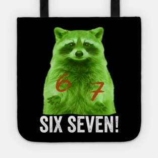 67 Raccoon Hand Gestures Alien Green silly funny meme Tote