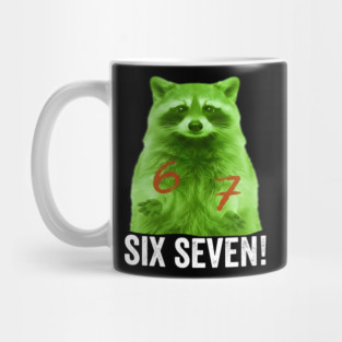 67 Raccoon Hand Gestures Alien Green silly funny meme Mug